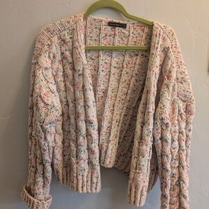 moon & madison Speckled Cable Knit Cardigan